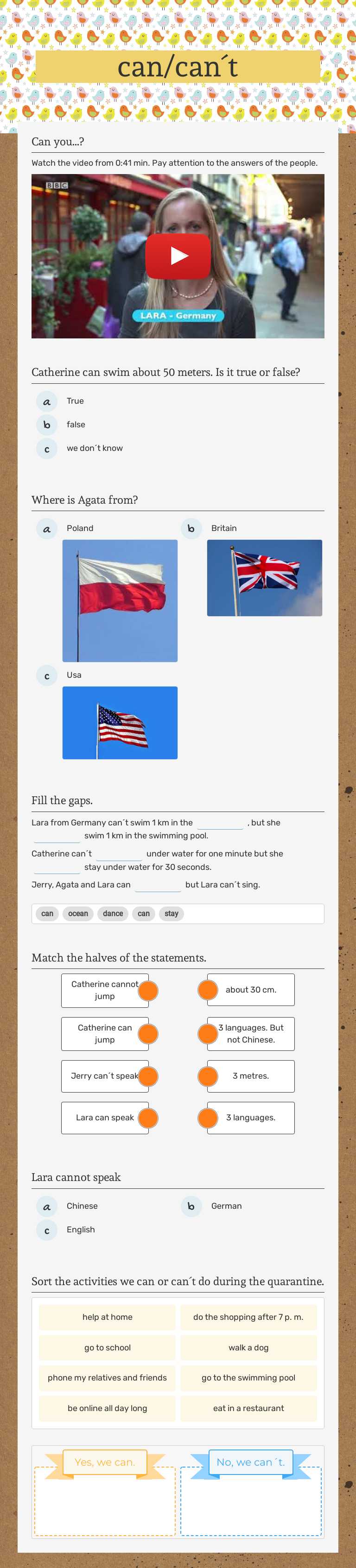 can/can´t worksheet preview image
