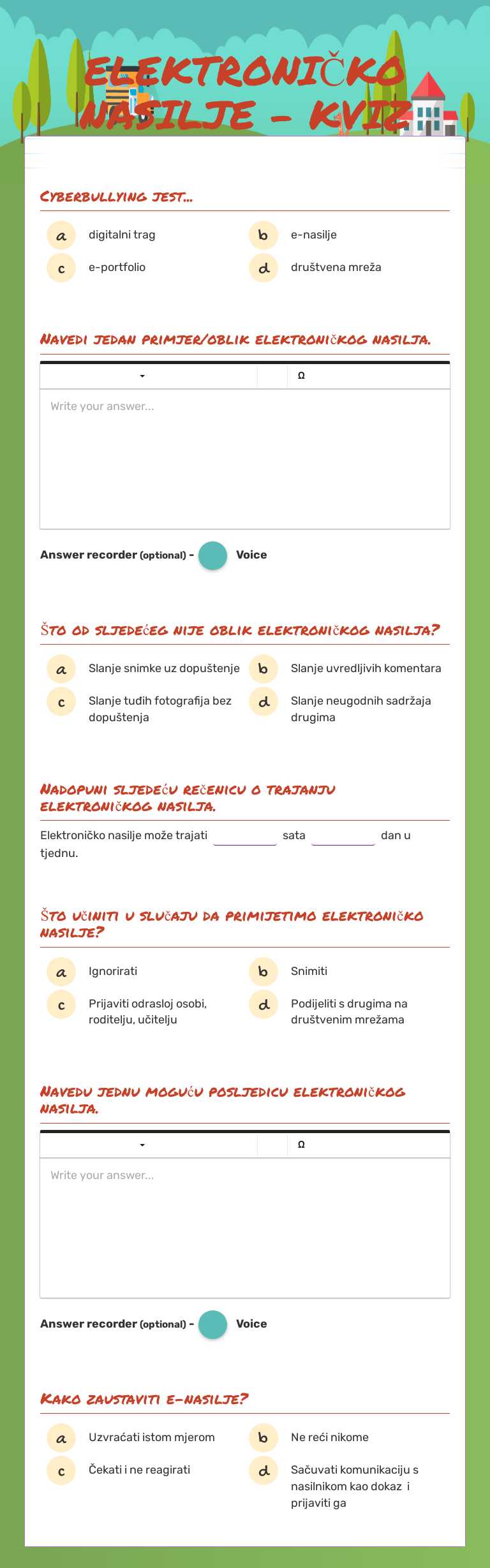 ELEKTRONIČKO NASILJE - KVIZ worksheet preview