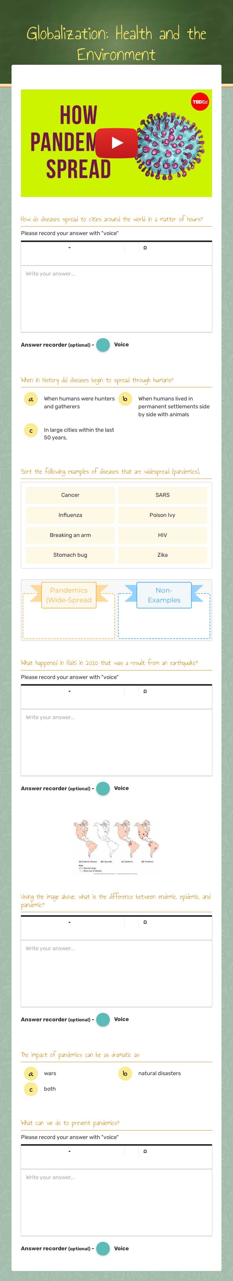 Globalization: Health and the Environment Grade 12 worksheet preview