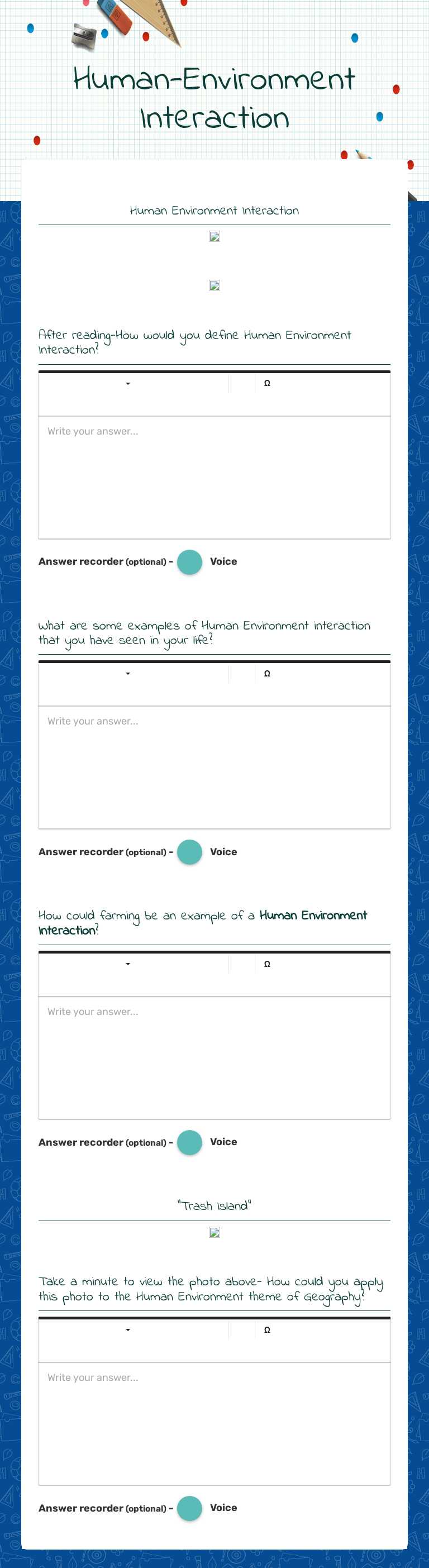 Human-Environment Interaction worksheet preview image