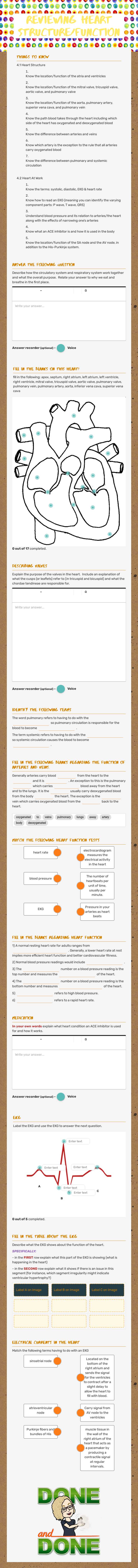Reviewing Heart Structure/Function worksheet preview image