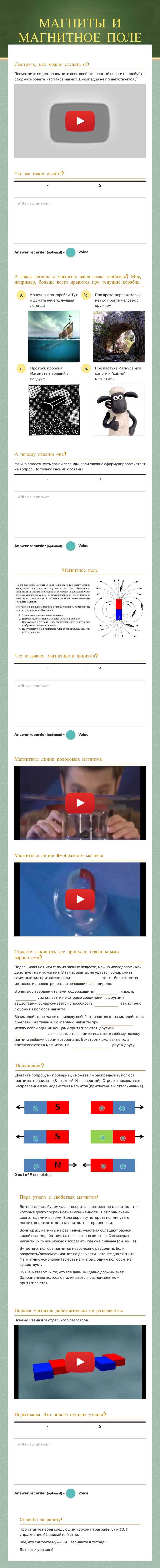 МАГНИТЫ  И  МАГНИТНОЕ  ПОЛЕ Grade 8 worksheet preview