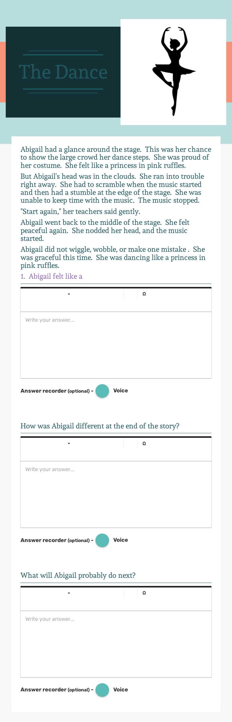 The Dance worksheet preview image
