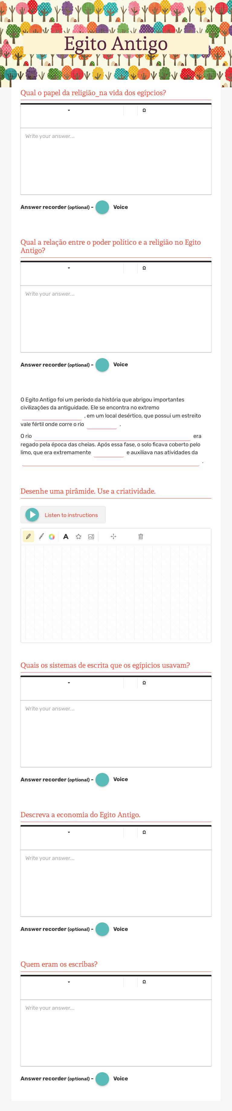 Egito Antigo Grade 10 worksheet preview