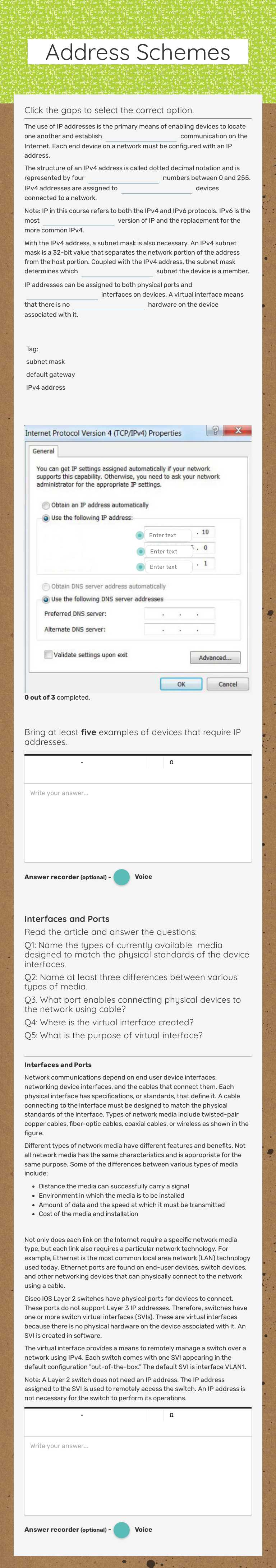 Address Schemes worksheet preview image