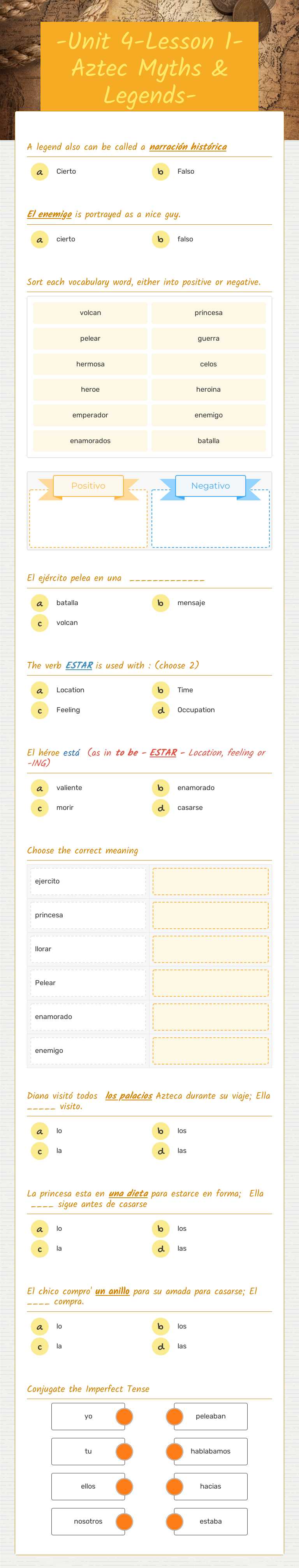 -Unit 4-Lesson 1- Aztec Myths & Legends- Grade 9 worksheet preview