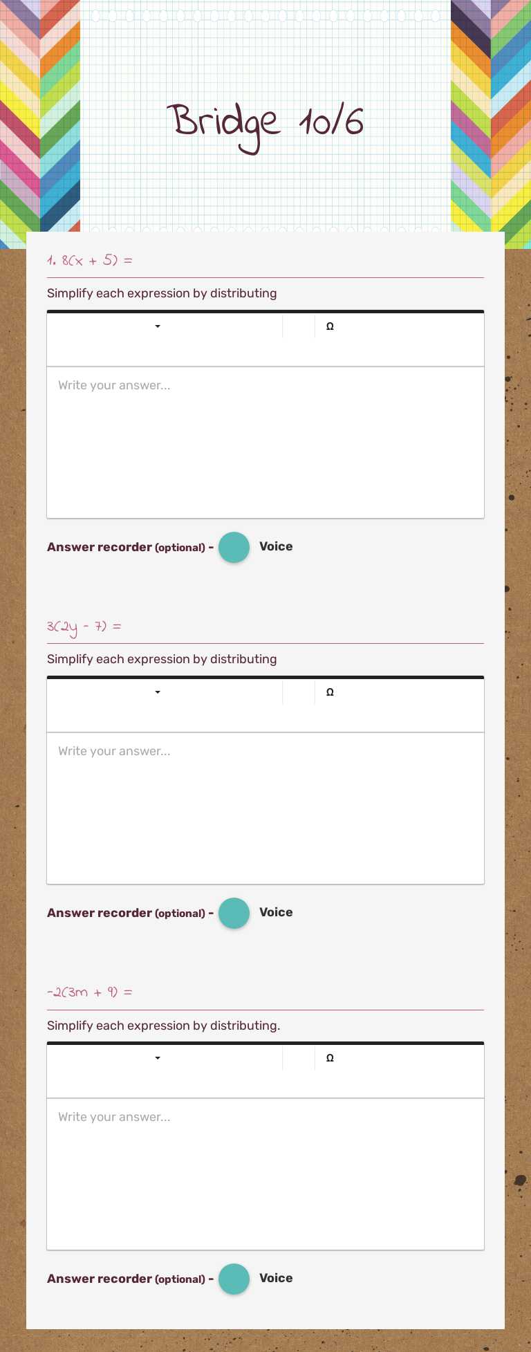 Bridge 10/6 worksheet preview image