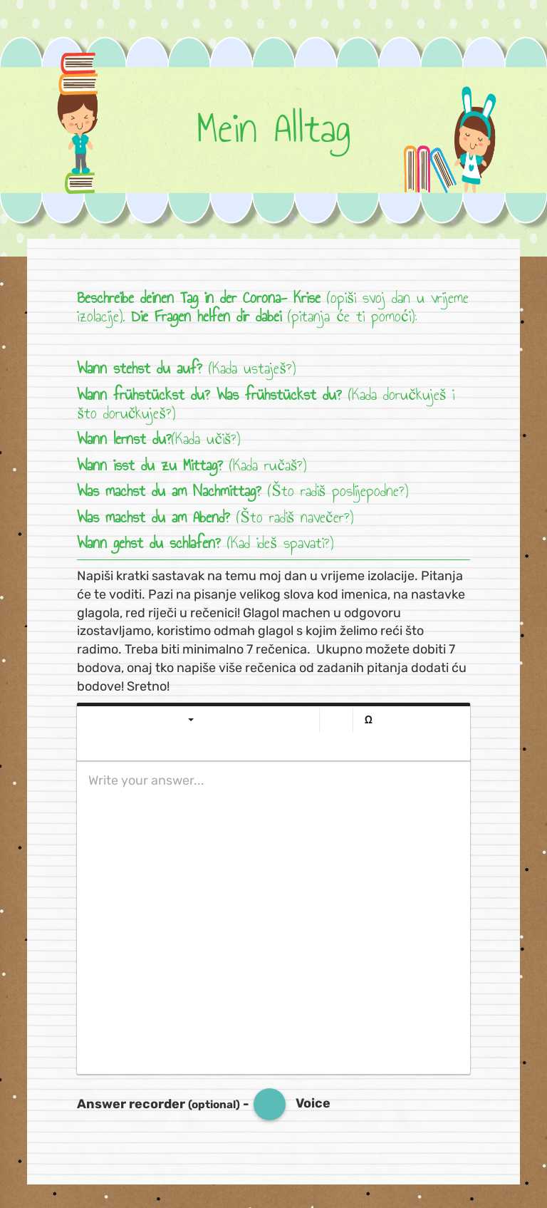 Mein Alltag worksheet preview image