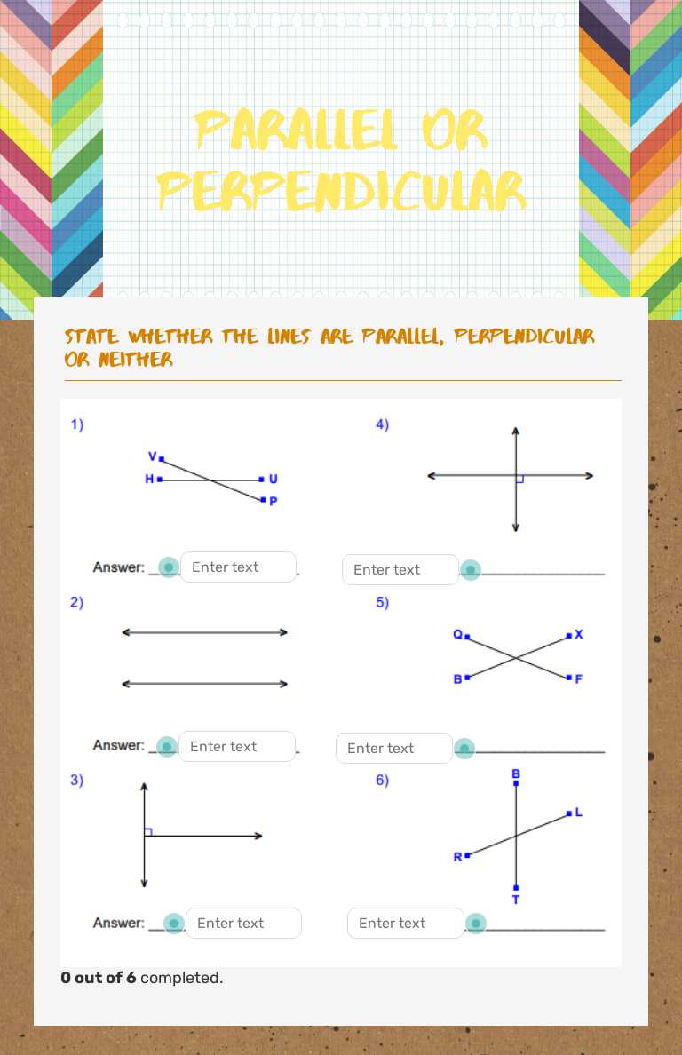Parallel or perpendicular Grade 5 worksheet preview