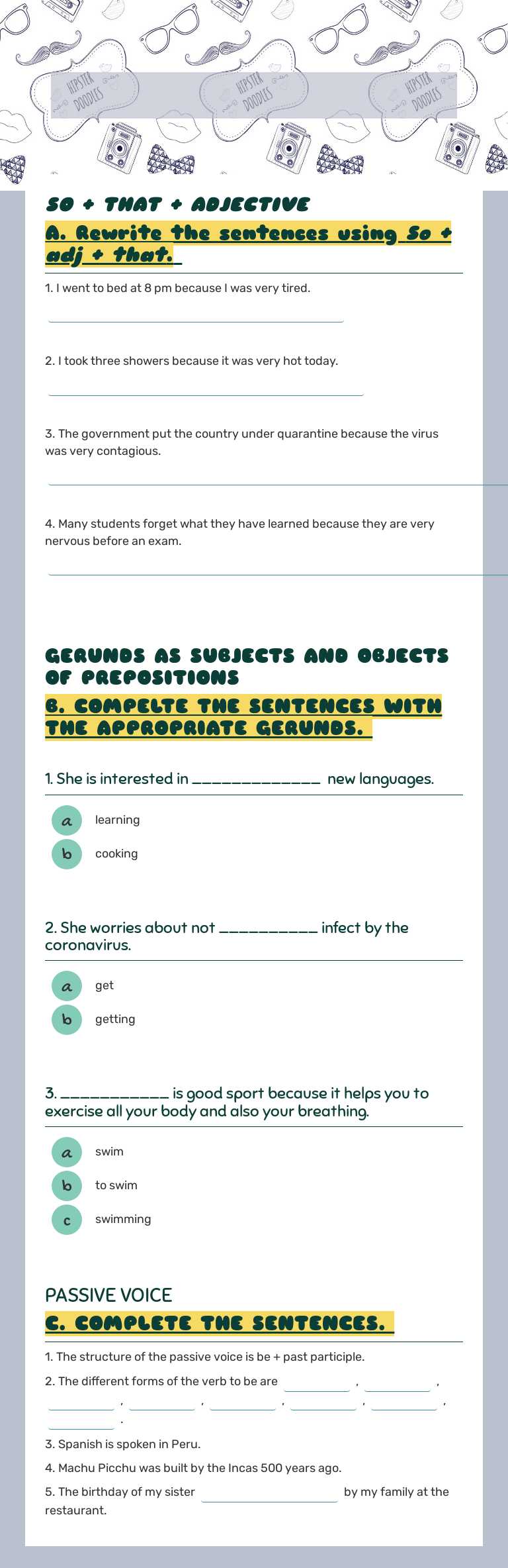 B101 UNIT 1,2,3 GRAMMAR REVIEW Other worksheet preview