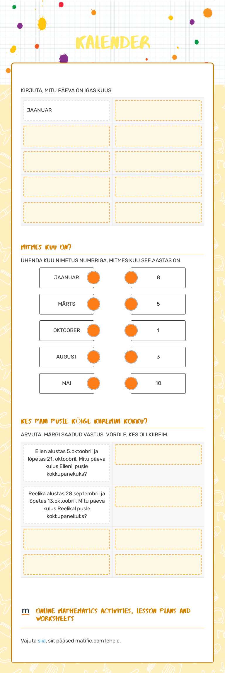 KALENDER worksheet preview image
