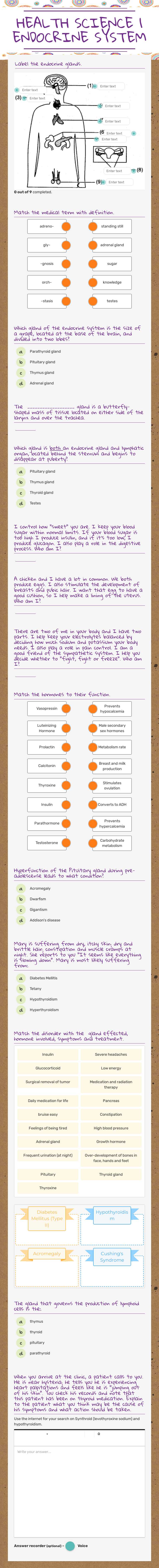 HEALTH SCIENCE 1
ENDOCRINE SYSTEM worksheet preview image