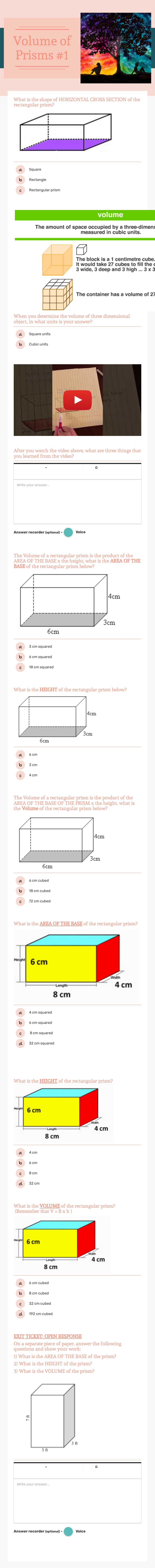 Volume of Prisms #1 worksheet preview image