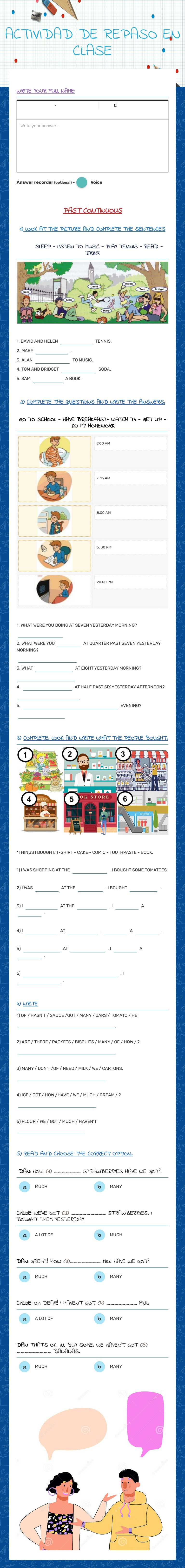 ACTIVIDAD DE REPASO EN CLASE worksheet preview image