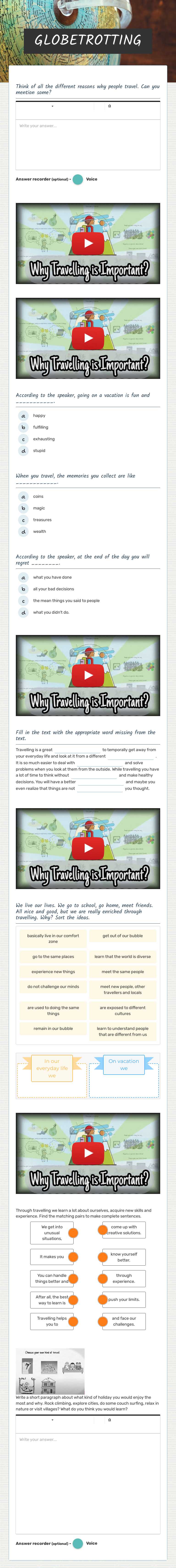 GLOBETROTTING worksheet preview image