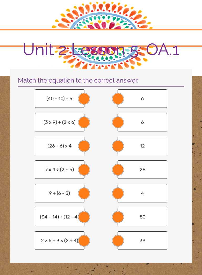 Unit 2 Lesson 5: OA.1 Grade 5 worksheet preview