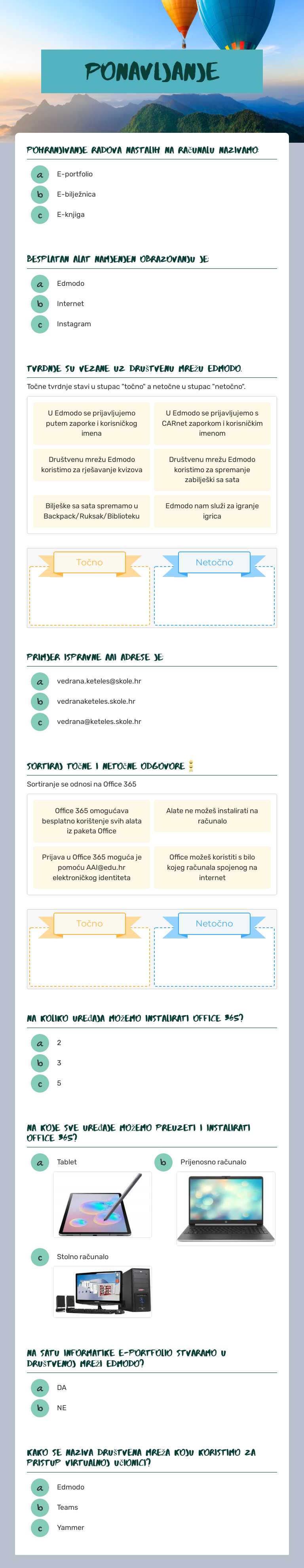 Ponavljanje worksheet preview image