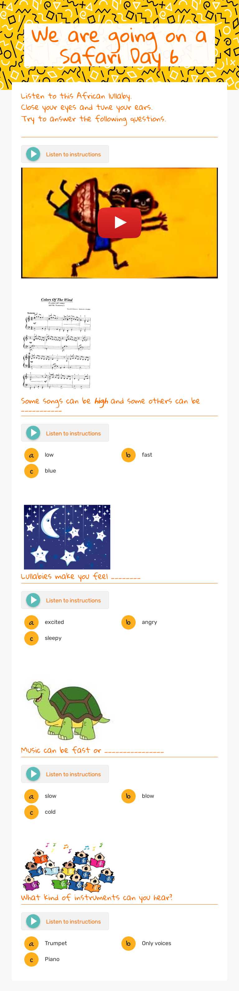 We are going on a Safari Day 6 worksheet preview image