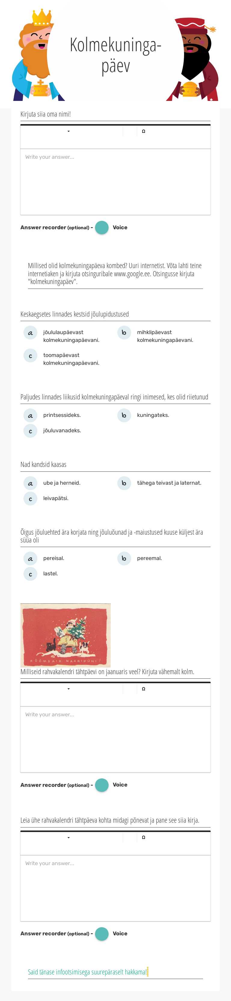 Kolmekuninga-päev worksheet preview image