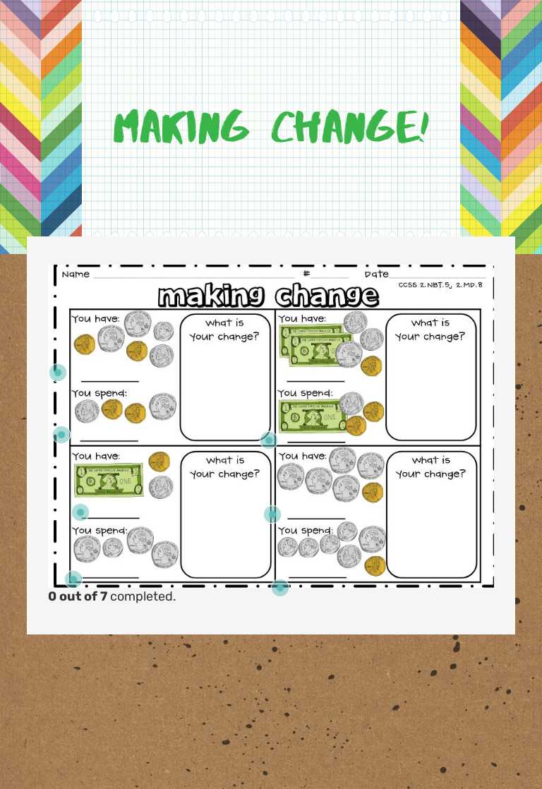 Making Change! worksheet preview image