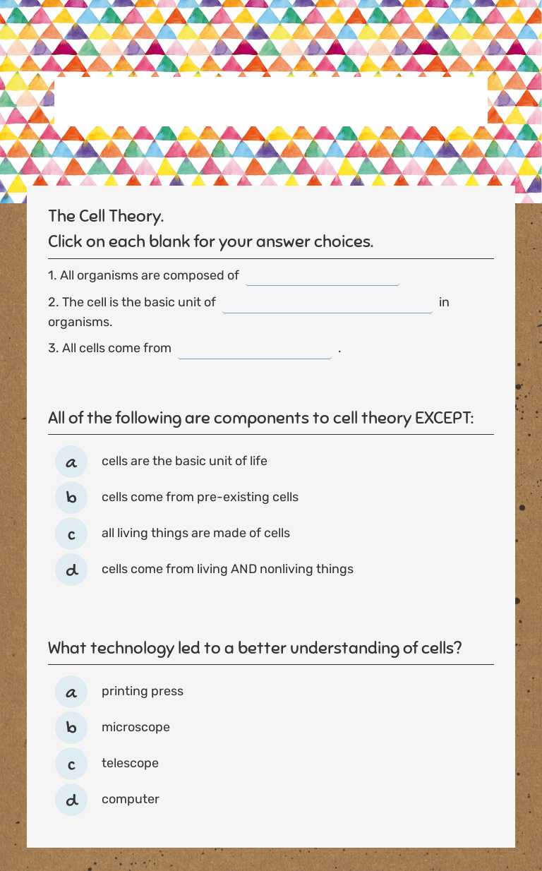 the Cell Theory worksheet preview image