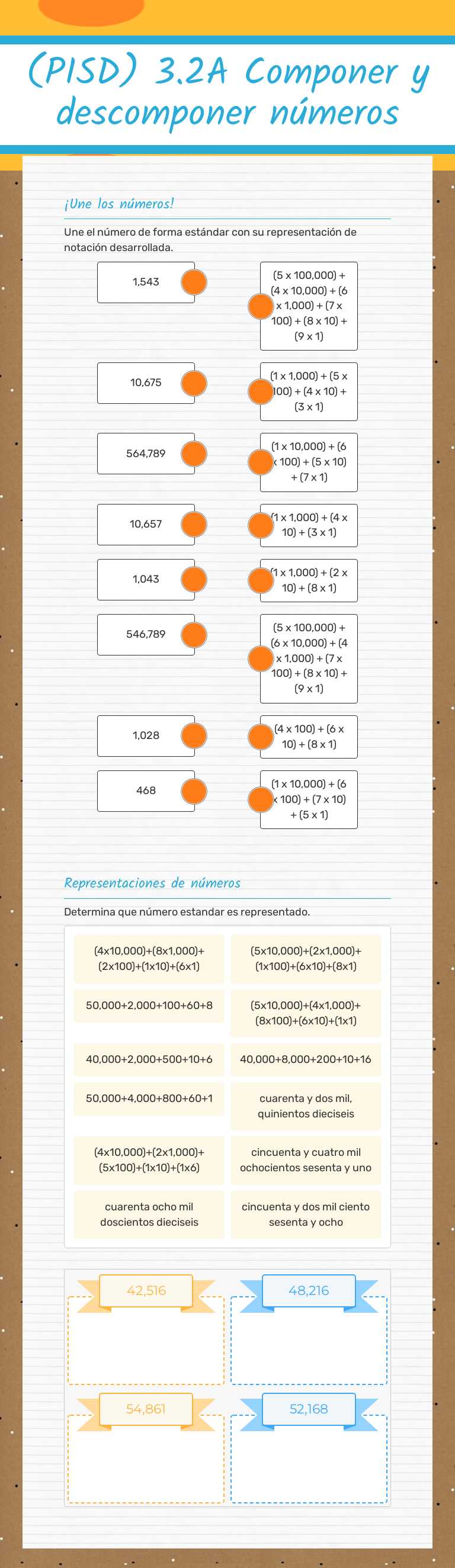 (PISD) 3.2A Componer y descomponer
números worksheet preview image