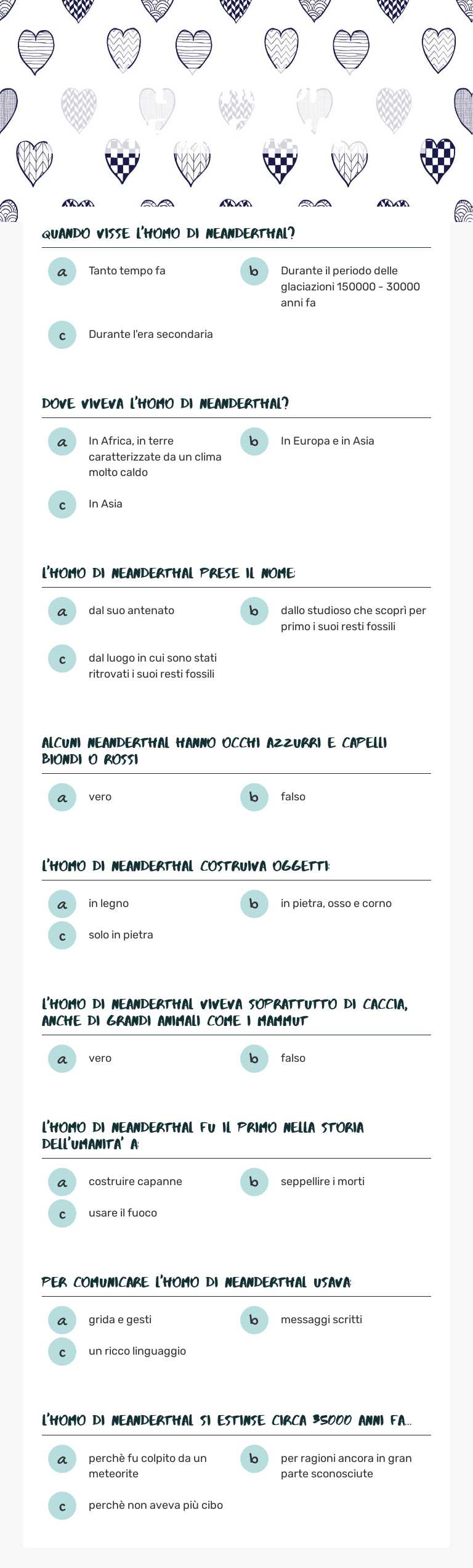 L'Homo di neanderthal worksheet preview image