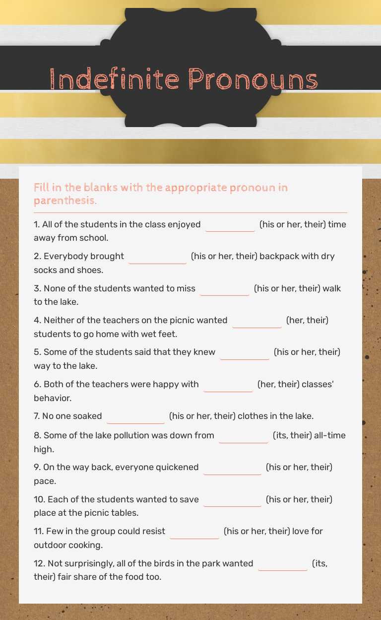 Indefinite Pronouns worksheet preview image