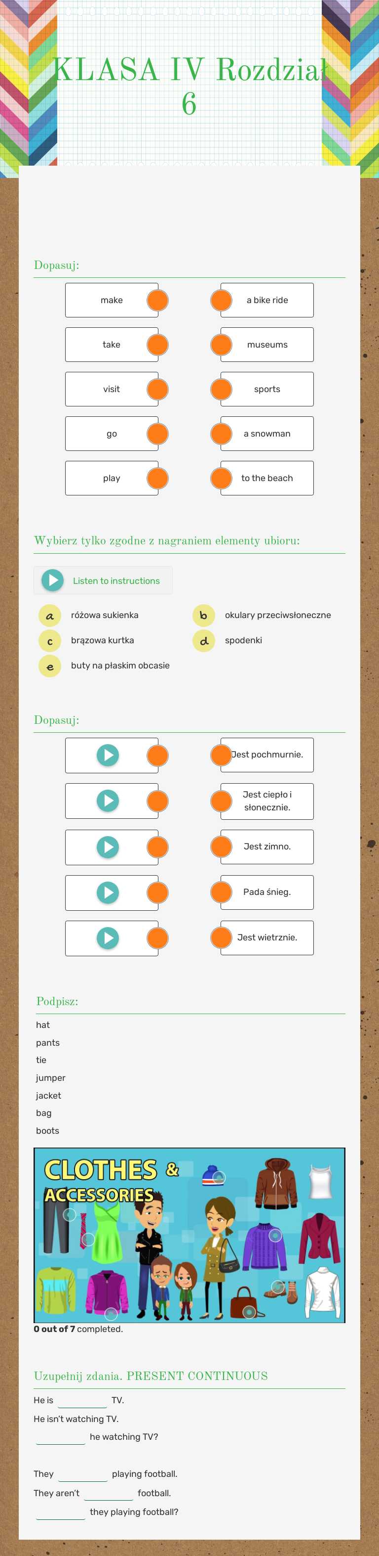 KLASA IV Rozdział 6 worksheet preview