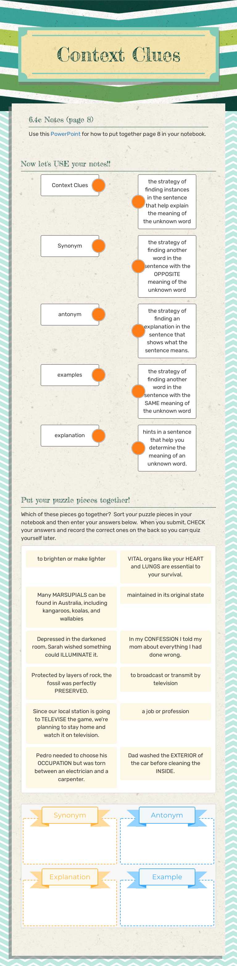 Context Clues worksheet preview image
