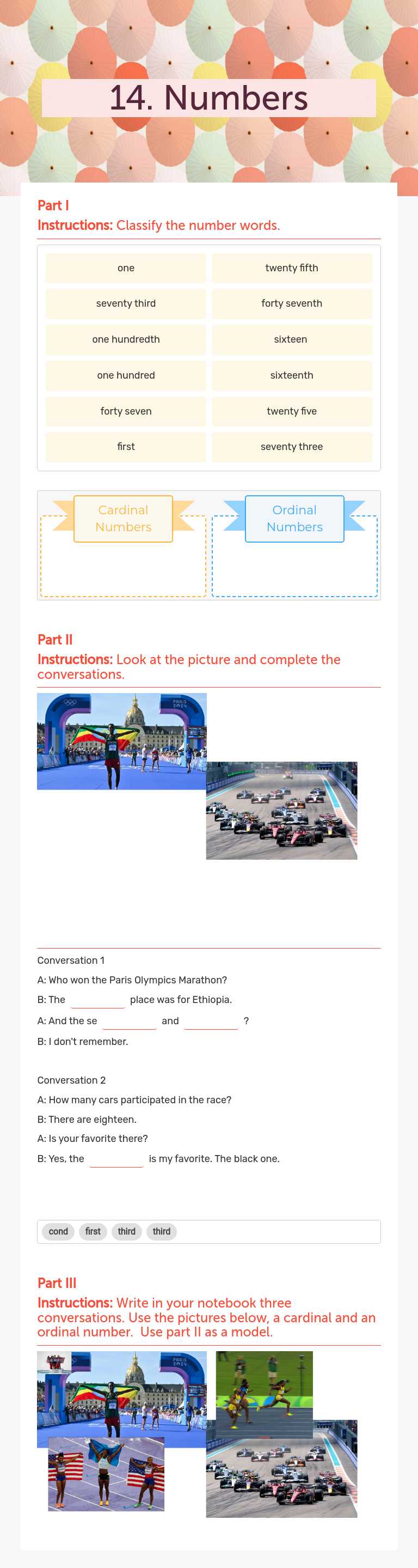 14. Numbers worksheet preview image