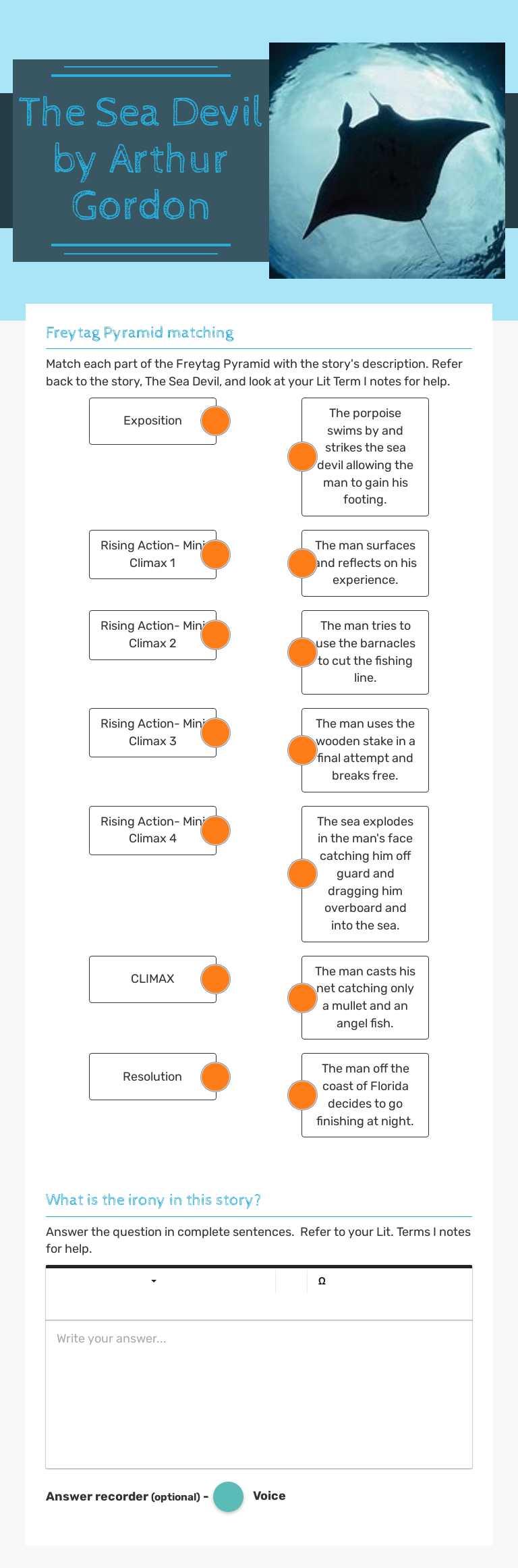 The Sea Devil by Arthur Gordon worksheet preview image