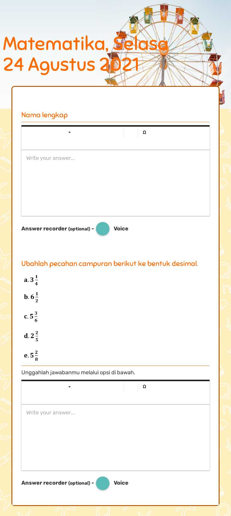 Matematika, Selasa 24 Agustus 2021 worksheet preview image