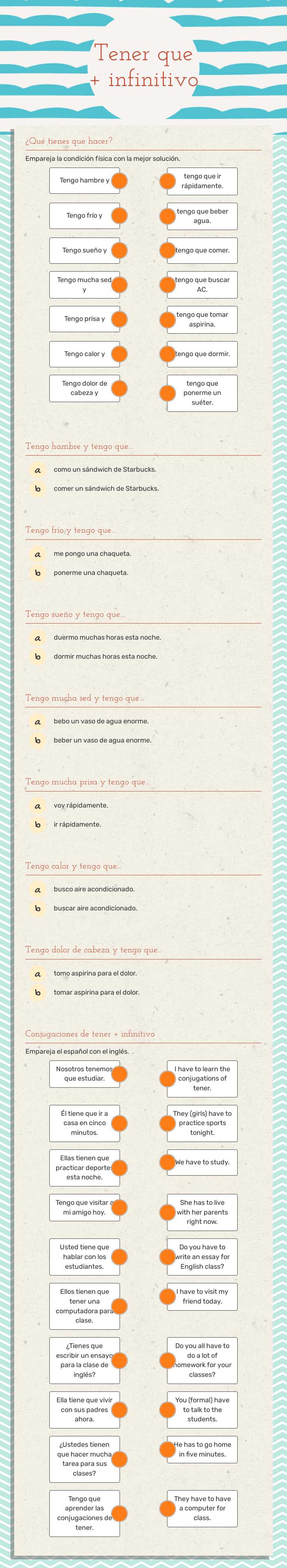 Tener que + infinitivo Grade 10 worksheet preview