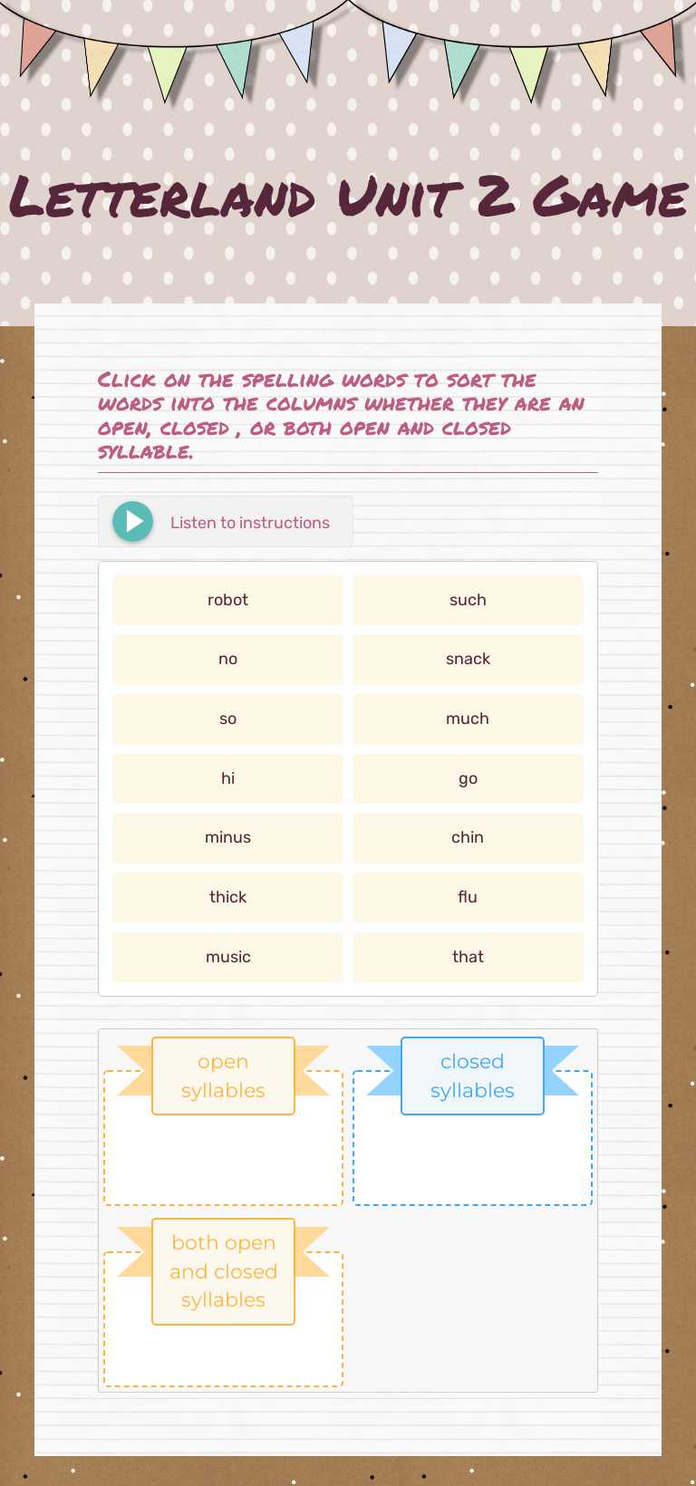 Letterland Unit 2 Game worksheet preview image
