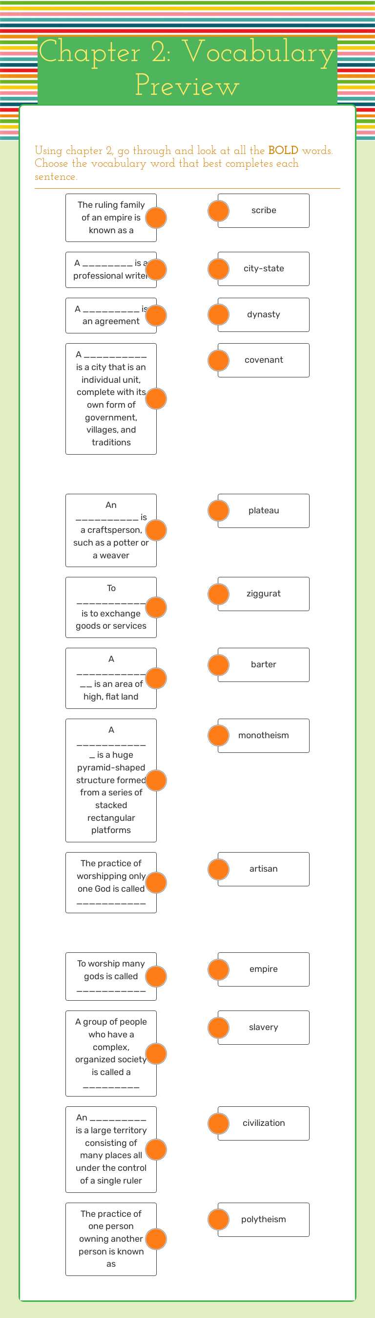Chapter 2: Vocabulary Preview worksheet preview image
