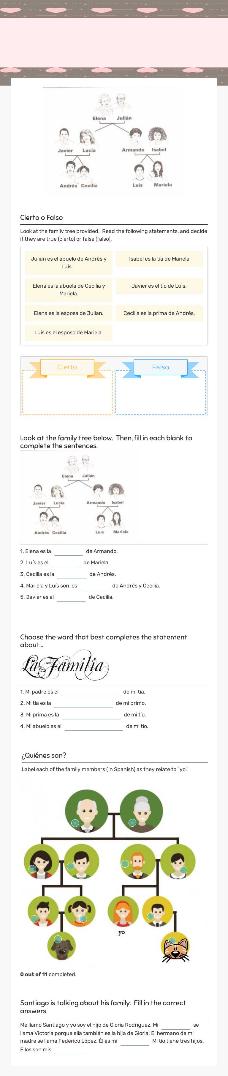 La familia worksheet preview image