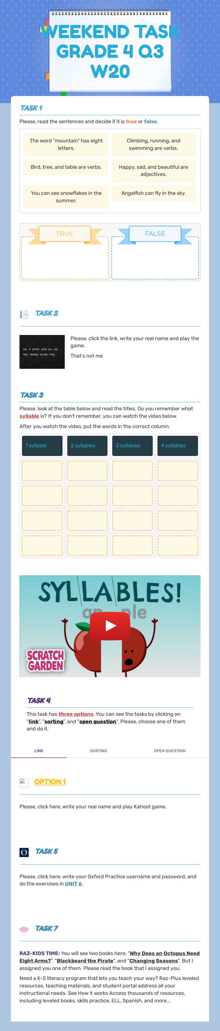 WEEKEND TASK GRADE 4 
Q3 W20 worksheet preview image