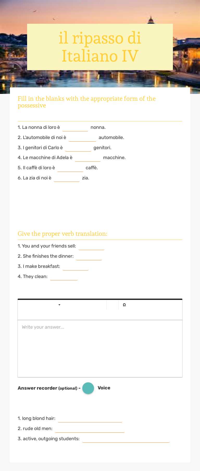 il ripasso di Italiano IV worksheet preview image