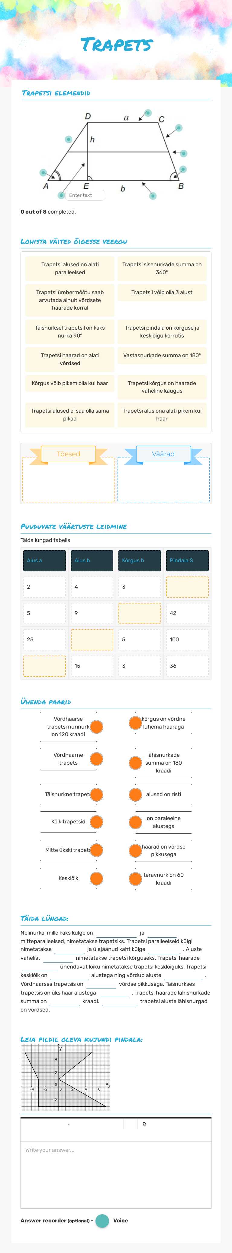 Trapets worksheet preview image