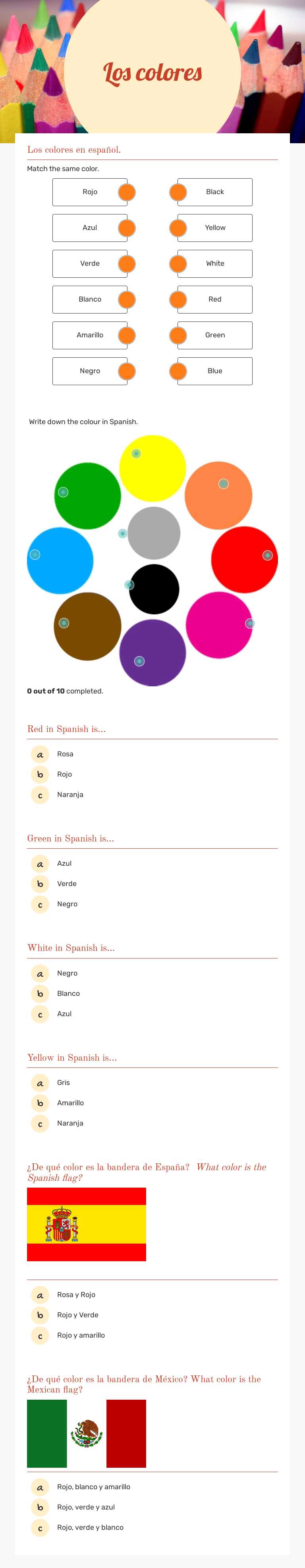 Los colores worksheet preview image