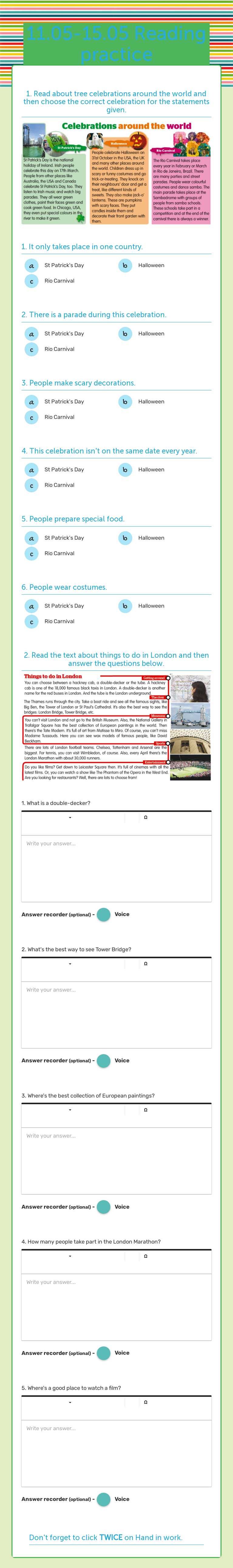 11.05-15.05  Reading practice Grade 5 worksheet preview