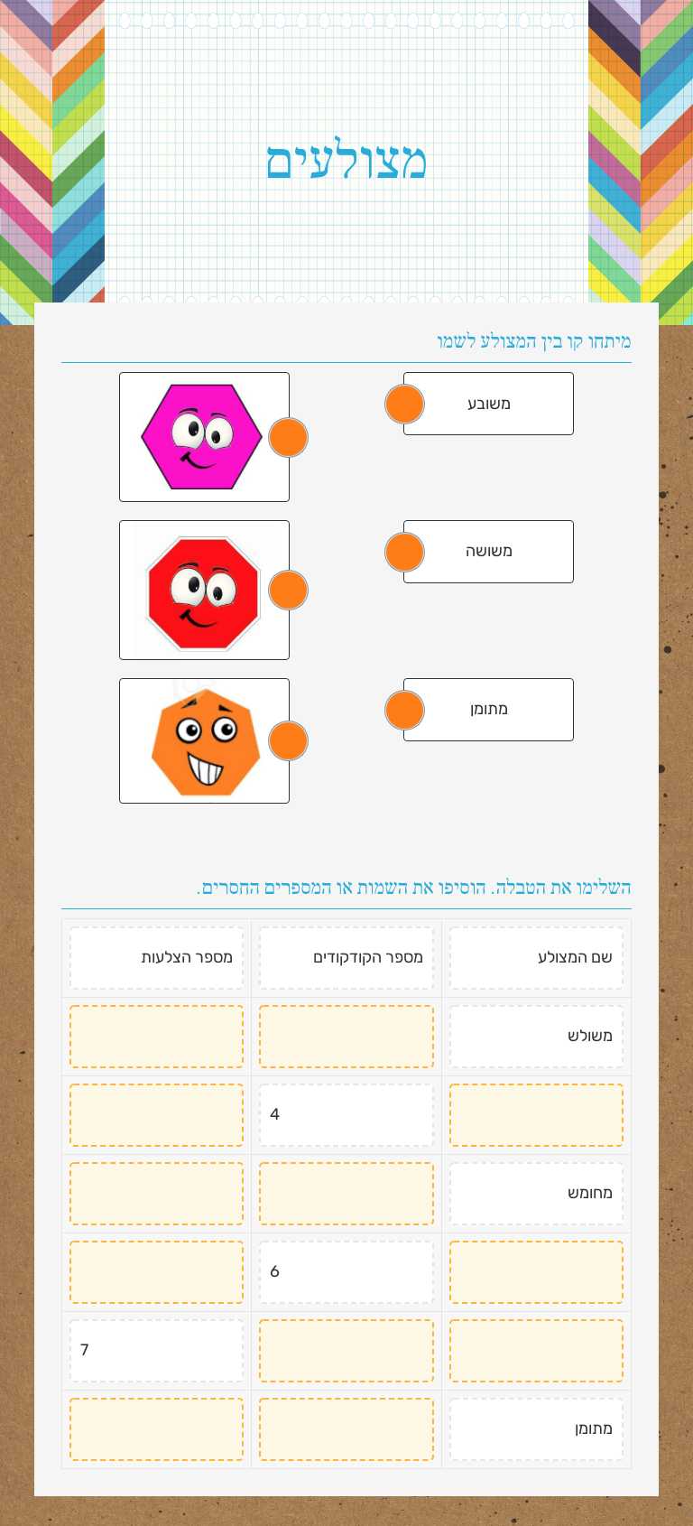 מצולעים Grade 2 worksheet preview