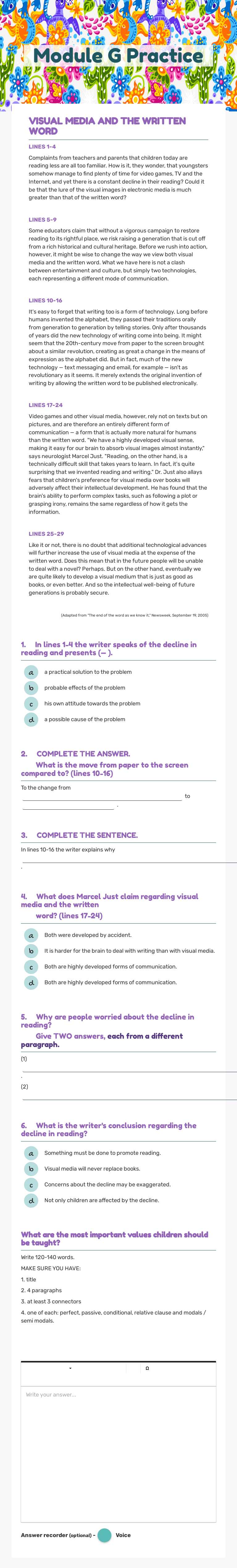Module G Practice Grade 11 worksheet preview
