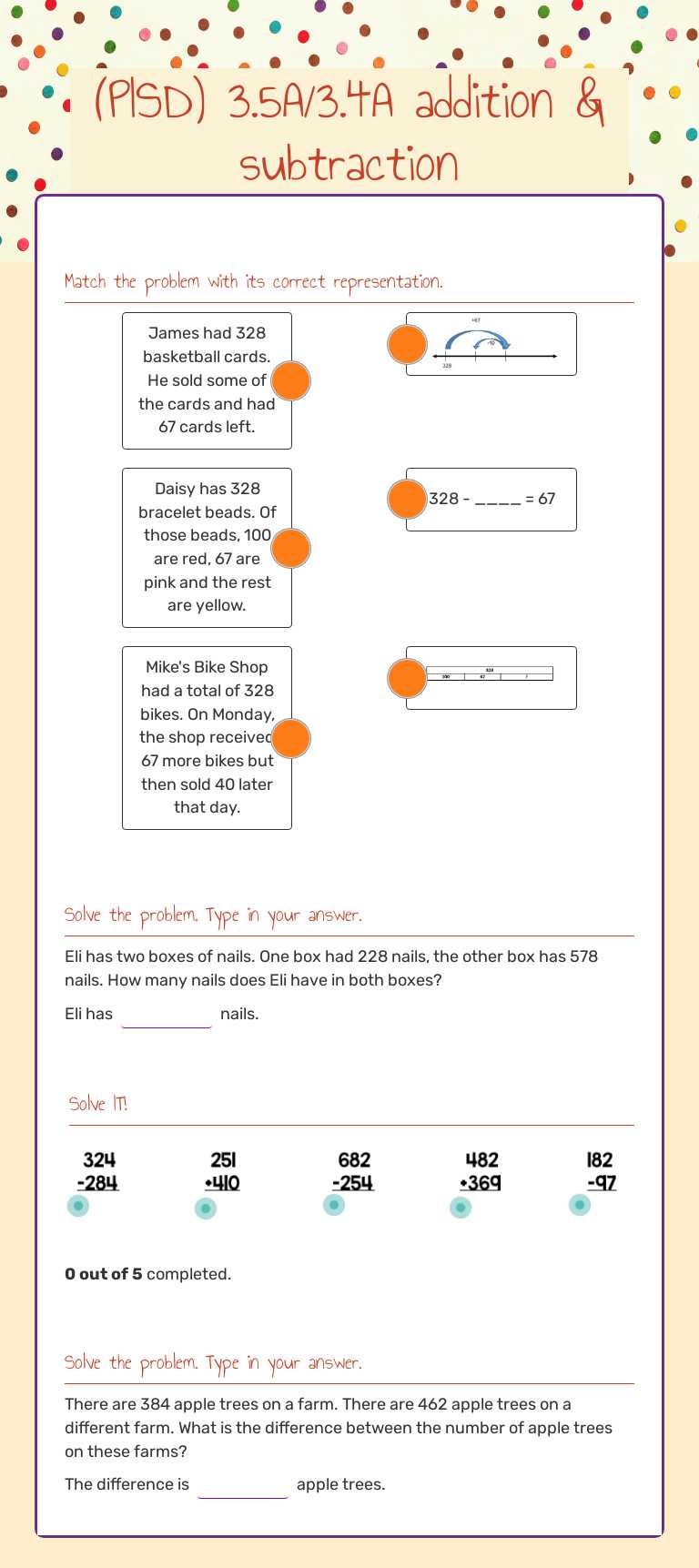 (PISD) 3.5A/3.4A
addition & 
subtraction worksheet preview image