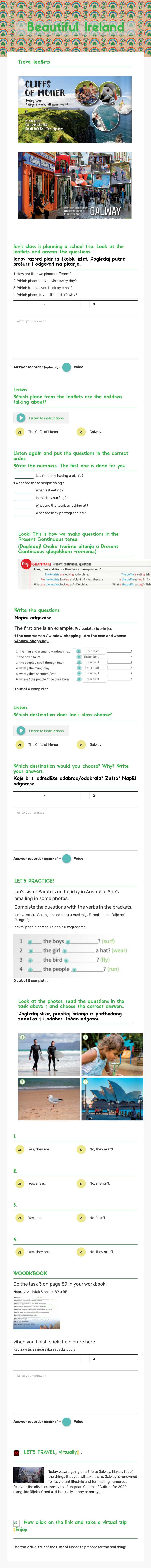 Beautiful Ireland worksheet preview image