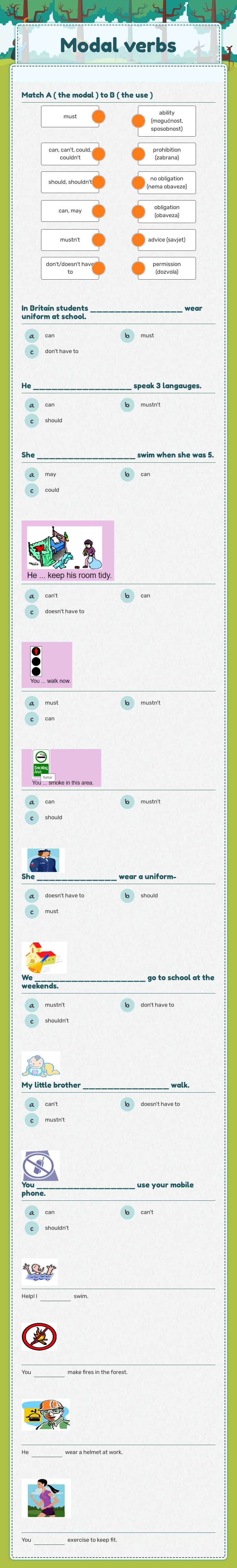 Modal verbs worksheet preview image