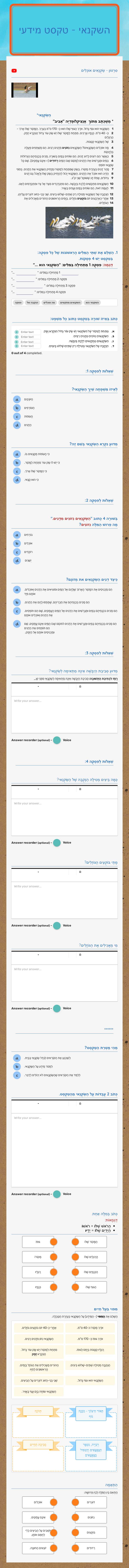 השקנאי - טקסט מידעי worksheet preview image