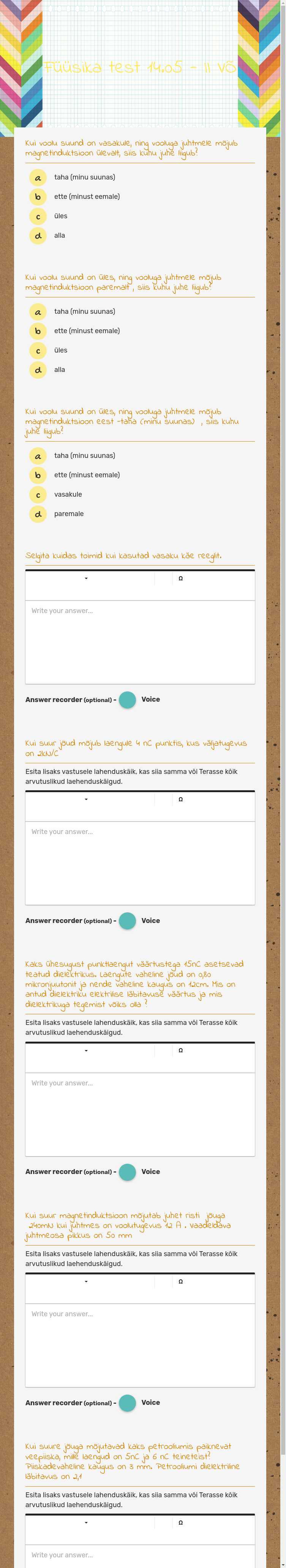 Füüsika test 14.05 - II VÕ worksheet preview image