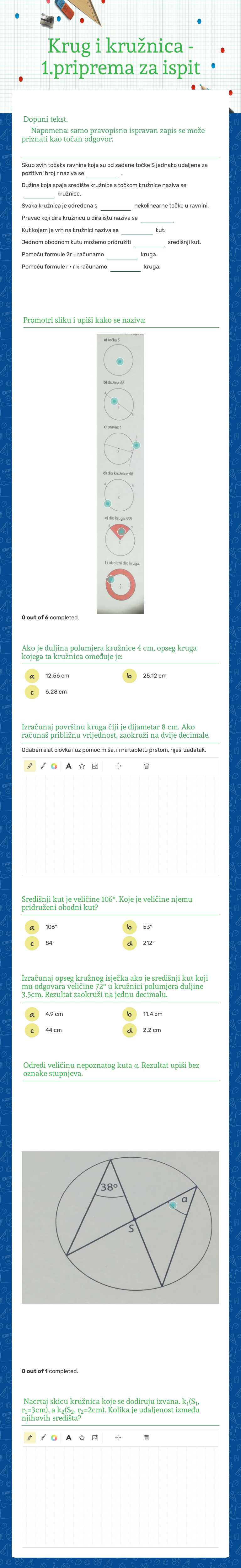 Krug i kružnica - 
1.priprema za ispit worksheet preview image